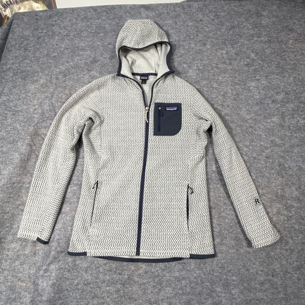 Patagonia R1 Air Full-Zip Hoody Womens M Gray Zig Zag Textured Fleece Jacket